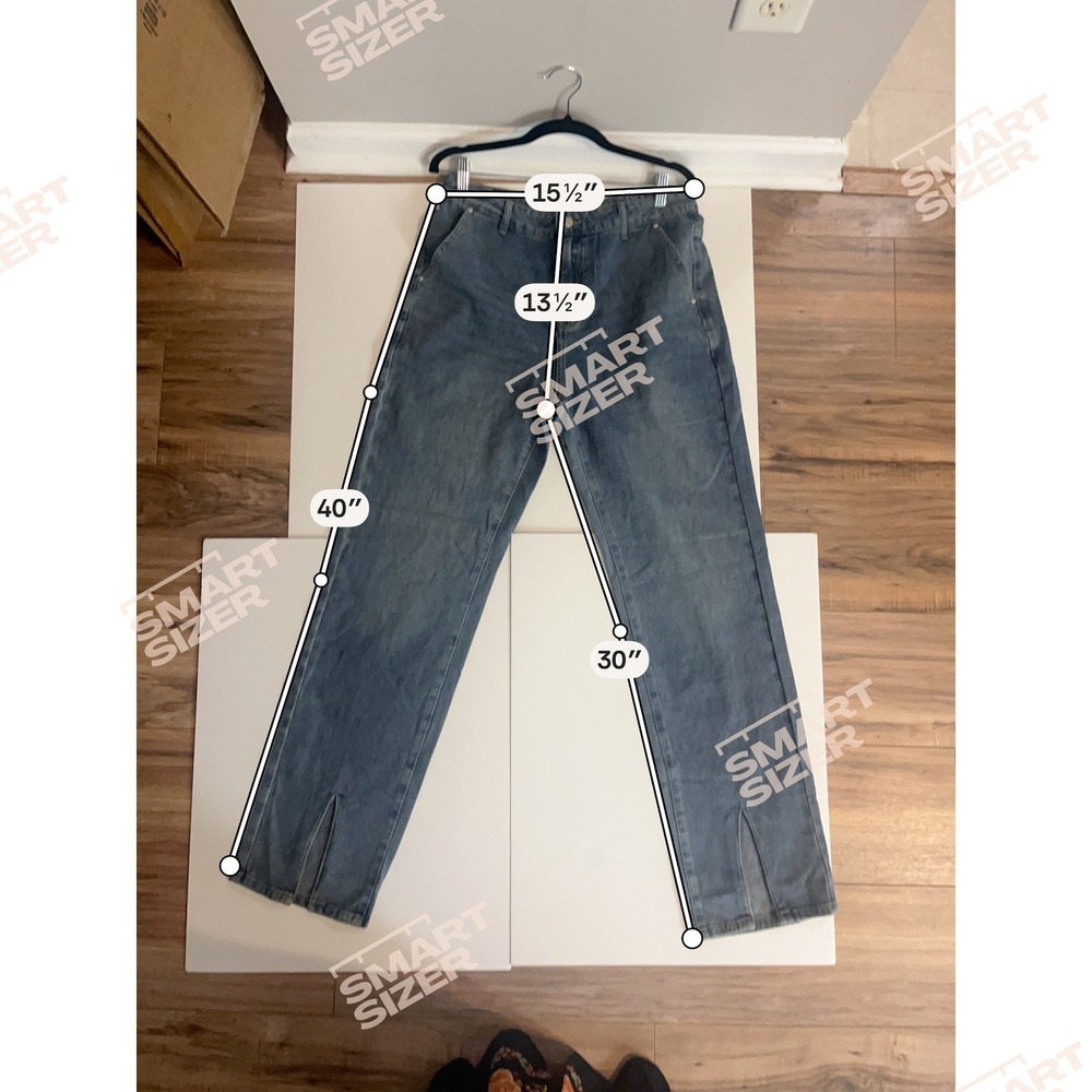 NWT Commense Blue High Waist Front Slit Straight Leg Jeans Large - Picture 6 of 7